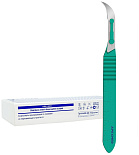 Скальпель хирургический одноразовый из нержавеющей стали №15С стерильный(10шт.) APEXMED Скальпель хирургический одноразовый из нержавеющей стали №15С стерильный(10шт.) APEXMED